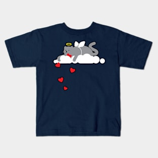 Meh Cat Cupid Valentine Angel Wings Kids T-Shirt